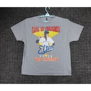 Elton John T-Shirt Mens XL Gray Live In Concert 1975 Los Angeles Graphic Retro